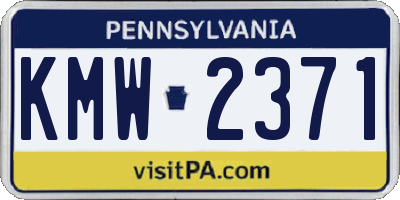 PA license plate KMW2371