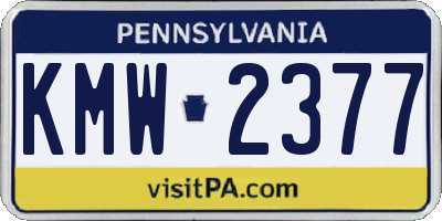 PA license plate KMW2377