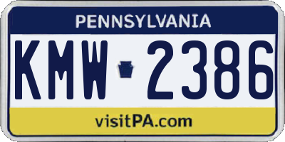 PA license plate KMW2386