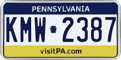 PA license plate KMW2387