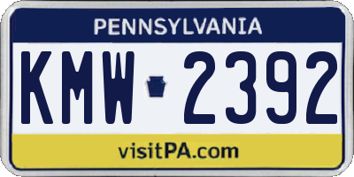 PA license plate KMW2392