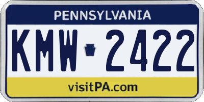 PA license plate KMW2422