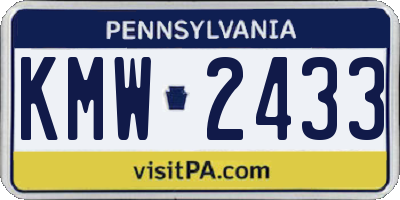 PA license plate KMW2433
