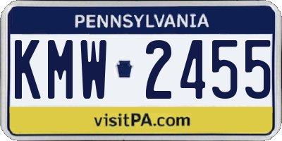 PA license plate KMW2455