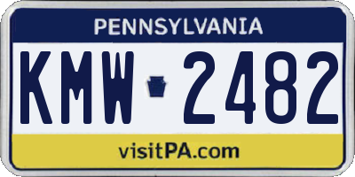 PA license plate KMW2482