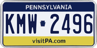 PA license plate KMW2496