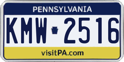 PA license plate KMW2516