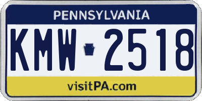 PA license plate KMW2518