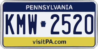 PA license plate KMW2520