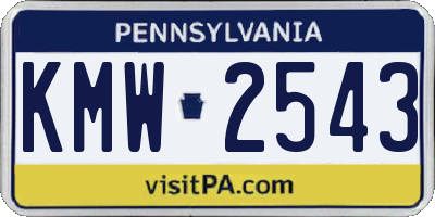 PA license plate KMW2543