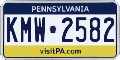 PA license plate KMW2582