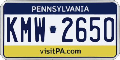 PA license plate KMW2650