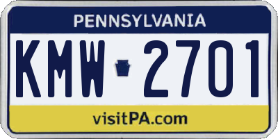 PA license plate KMW2701