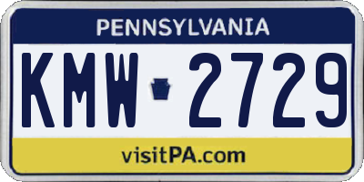 PA license plate KMW2729