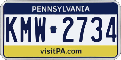 PA license plate KMW2734