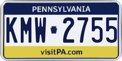 PA license plate KMW2755