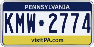 PA license plate KMW2774