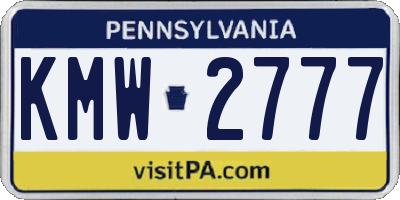 PA license plate KMW2777