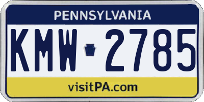 PA license plate KMW2785