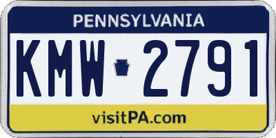 PA license plate KMW2791