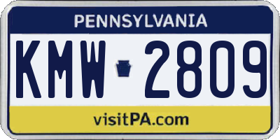 PA license plate KMW2809