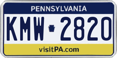 PA license plate KMW2820