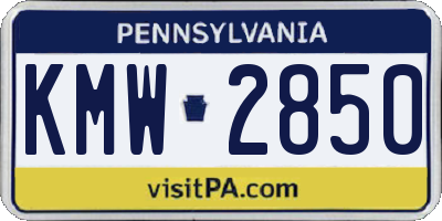 PA license plate KMW2850