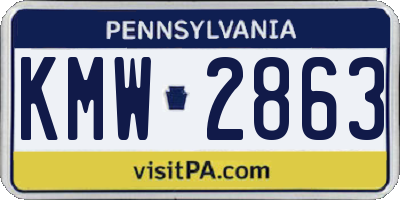 PA license plate KMW2863