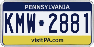 PA license plate KMW2881