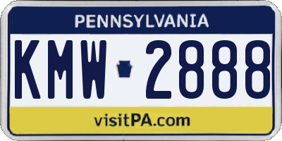 PA license plate KMW2888