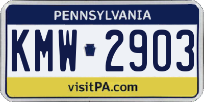 PA license plate KMW2903