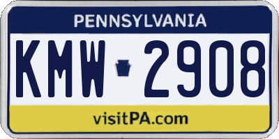 PA license plate KMW2908