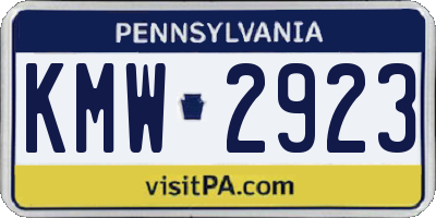 PA license plate KMW2923