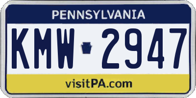 PA license plate KMW2947