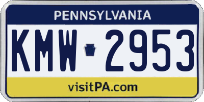 PA license plate KMW2953