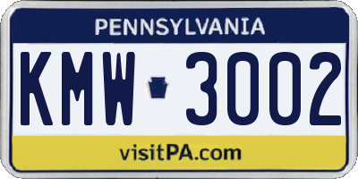 PA license plate KMW3002