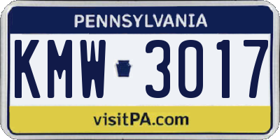 PA license plate KMW3017