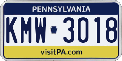 PA license plate KMW3018