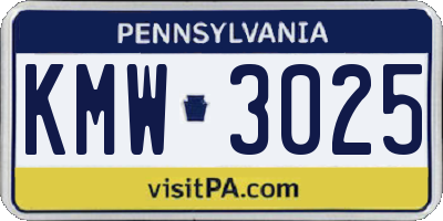 PA license plate KMW3025