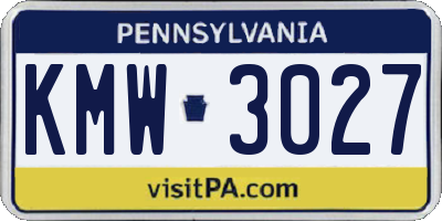 PA license plate KMW3027