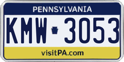 PA license plate KMW3053