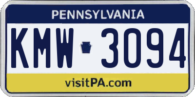 PA license plate KMW3094