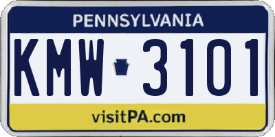 PA license plate KMW3101