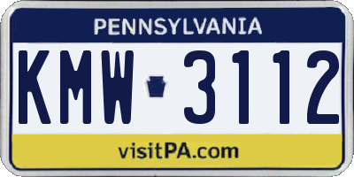 PA license plate KMW3112