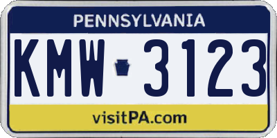PA license plate KMW3123