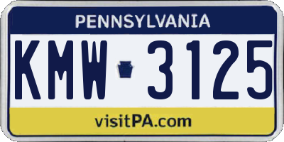PA license plate KMW3125