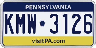 PA license plate KMW3126