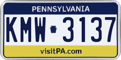 PA license plate KMW3137