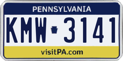 PA license plate KMW3141