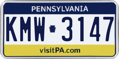 PA license plate KMW3147